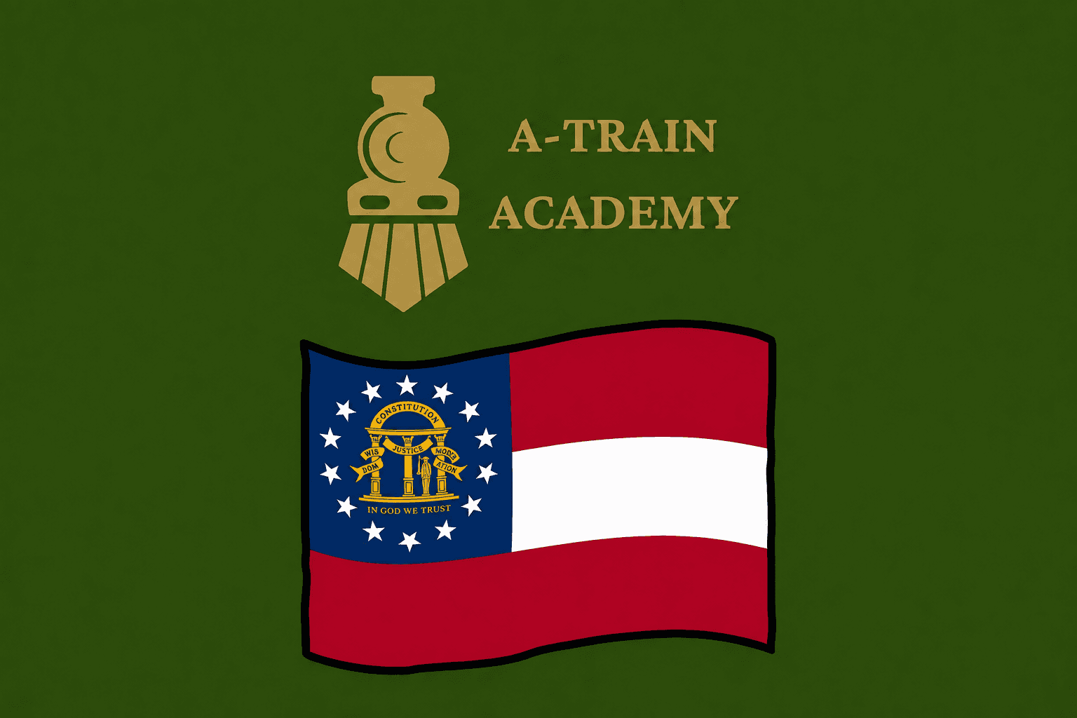 A-Train Academy Georgia home inspector course graphic with the Georgia state flag